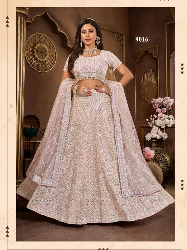 Soft Premium Net Fabric Wedding Wear Lehenga In Baby Pink Color With Embroidery Work