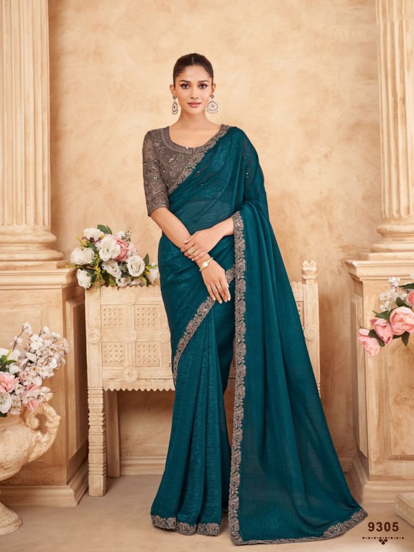 Simmer Silk Saree In Color Purple Color With Embroidery Work