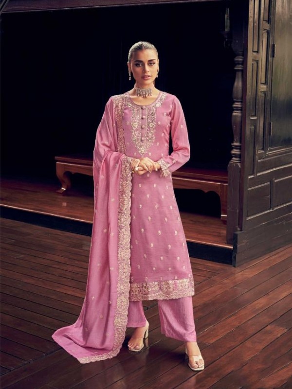 PREMIUM SILK  Silk Party Wear Suit in Pink Color with Embroidery Work