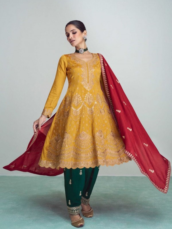 Premium Silk  Party Wear Suit  in Multi Color with  Embroidery Work