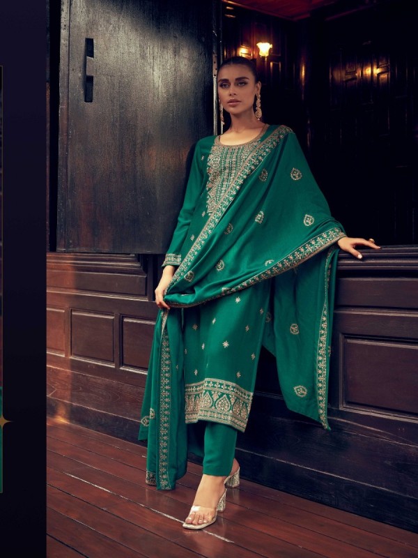 PREMIUM SILK  Silk Party Wear Suit in Turquoise Color with Embroidery Work