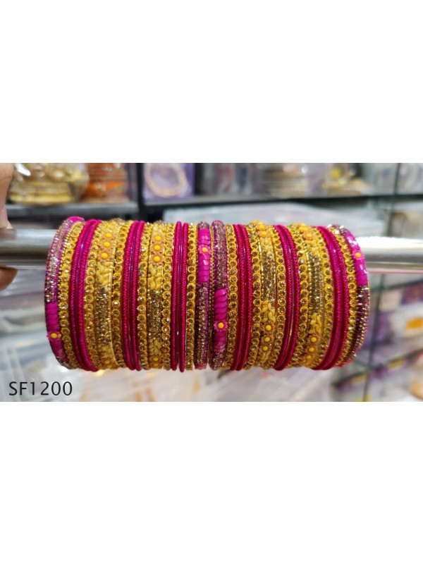 Golden Color  Bangles with Pink Diamond 