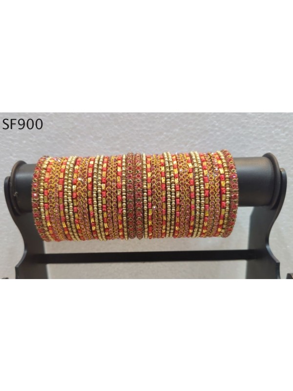 Golden Color  Bangles With Pink With White Diamond 