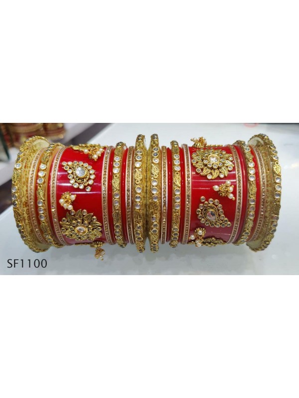 Golden Color  Bangles With White Diamond 