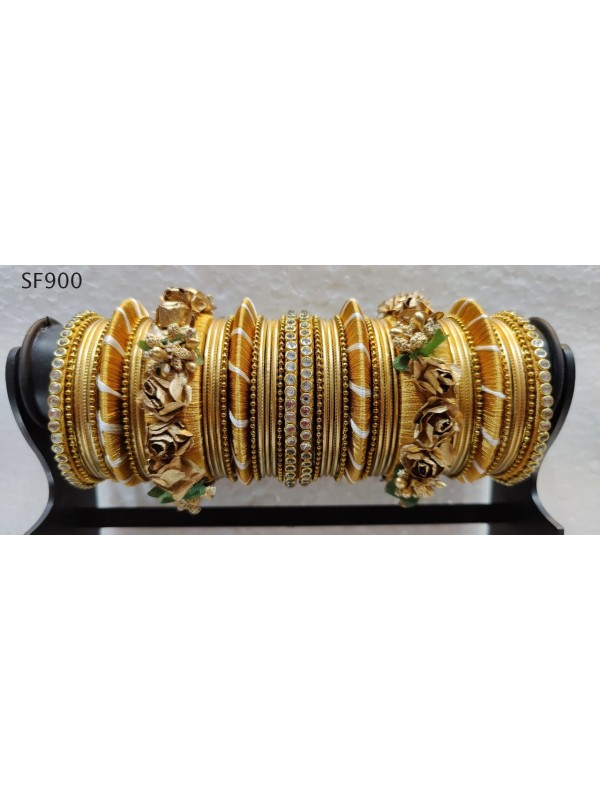 Golden Color  Bangles With White Diamond