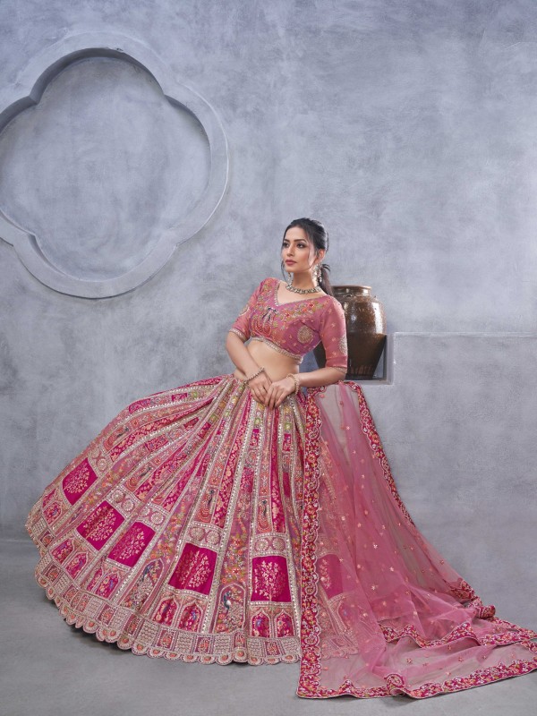Pure Organza  Silk Wedding Wear Lehenga In Light Purple Color With Embroidery Work