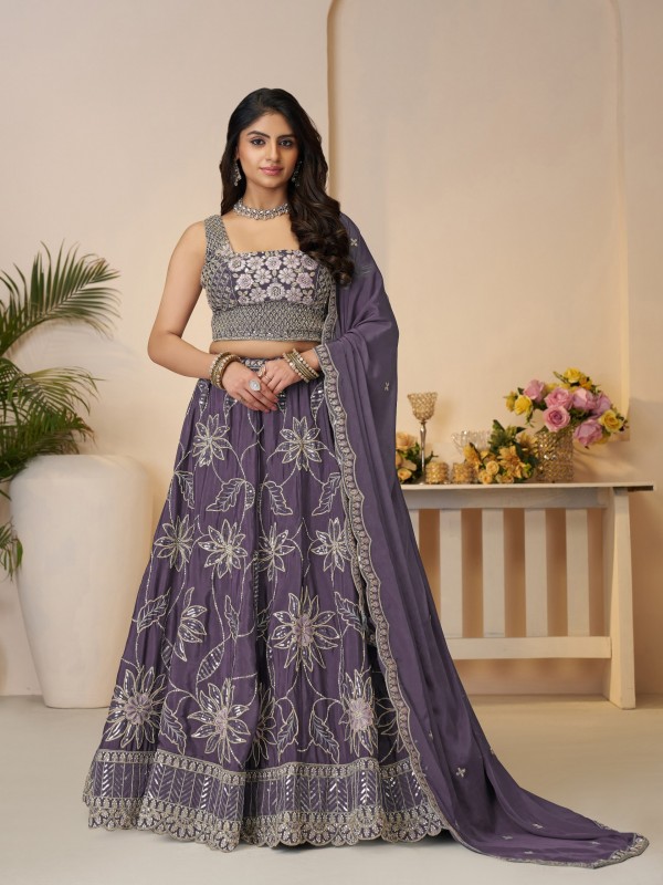 Pure Satin Silk Wedding Wear Lehenga In Maroon Color With Embroidery Work