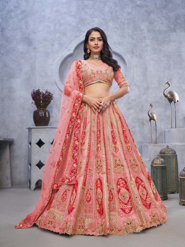 Pure Organza  Silk Wedding Wear Lehenga In Grey Color With Embroidery Work