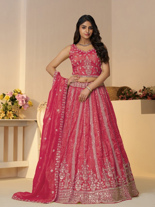 Jimmy Silk Party Wear Lehenga In Pink Color With Embroidery Work