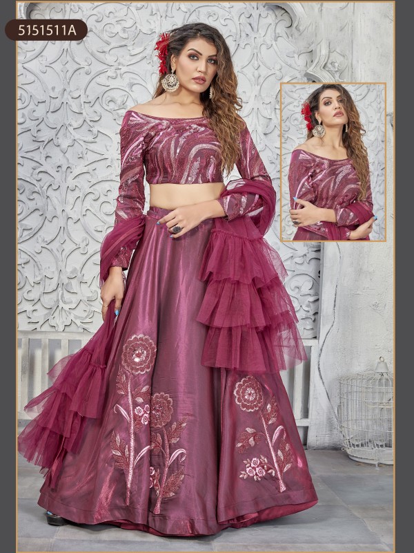 Dual Tone Silk Fabrics Party Wear Lehenga in Pink Color With Embroidery Work 