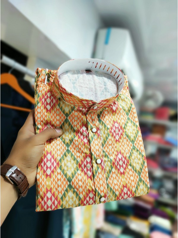 Soft Cotton Readymade Kurta set in with Multi Color Embroidery with Sequence