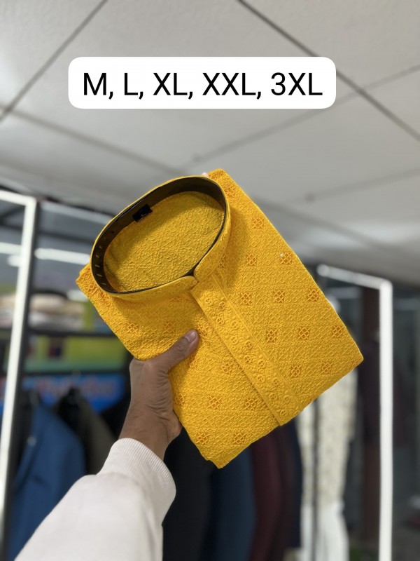 Soft Rayon Readymade Kurta set in with Yellow Color Embroidery with Sequence Work 