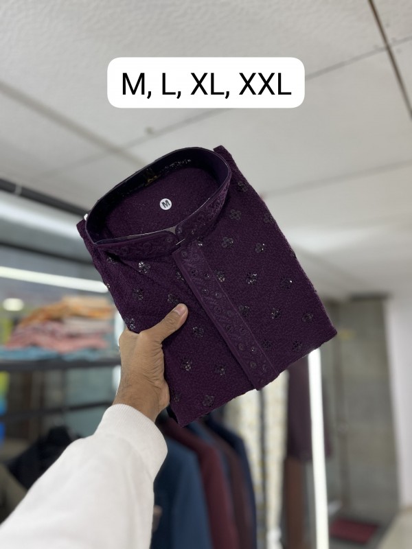 Soft Rayon Readymade Kurta set in with Purple Color Embroidery with Sequence Work 