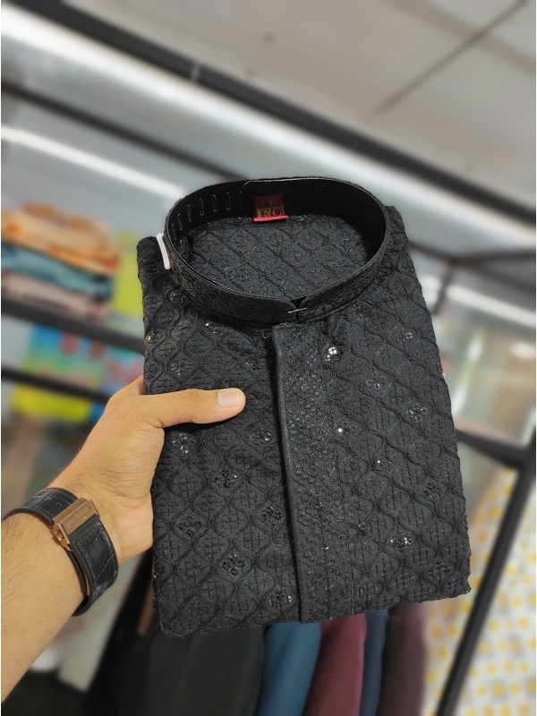 Soft Royan Readymade Kurta set in with Black Color With Chicken Embroidery