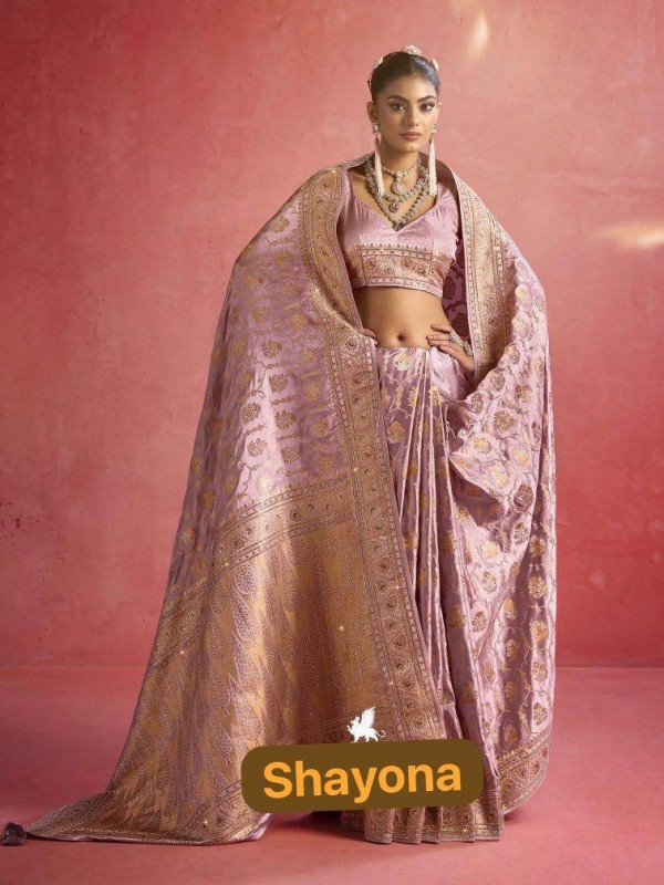 Kadwa Kasab Silk Party wear Saree In Light Pink Color with Swaroskvi Work 