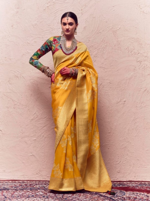  Soft Silk Saree In Yellow Color 