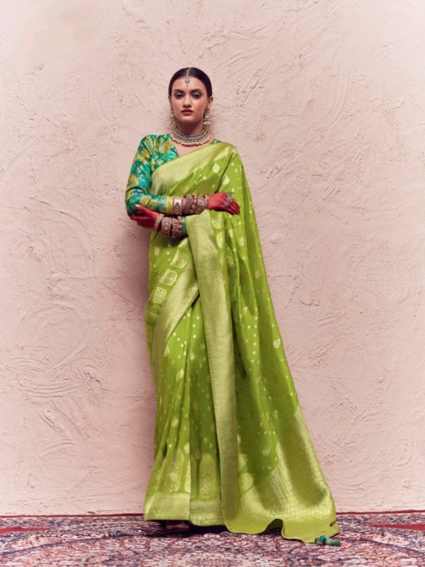  Soft Silk Saree In Green Color 