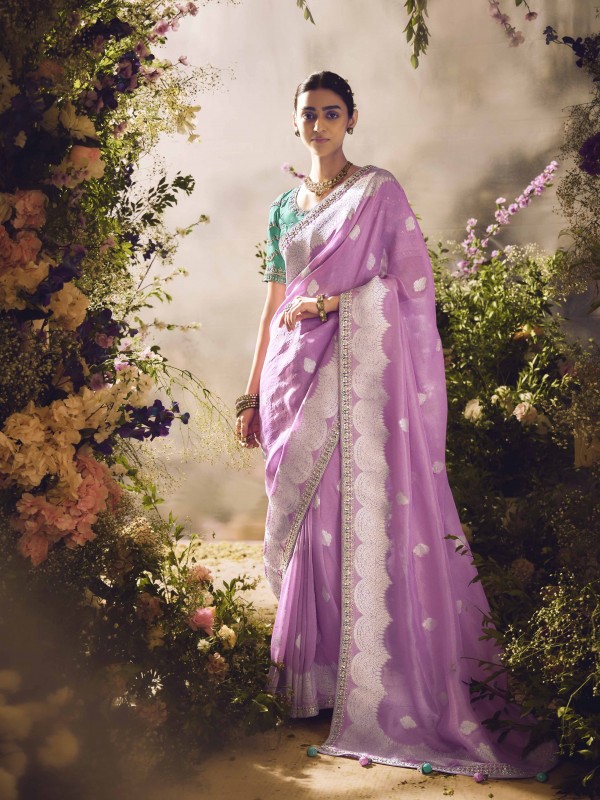 Pure Dola Silk Wedding Wear Light Pink Color with Embroidery Work