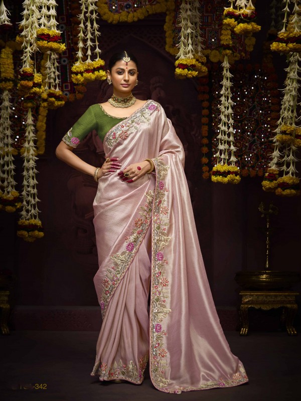 Kanjivaram Silk Wedding Wear Peach Color with Embroidery Work