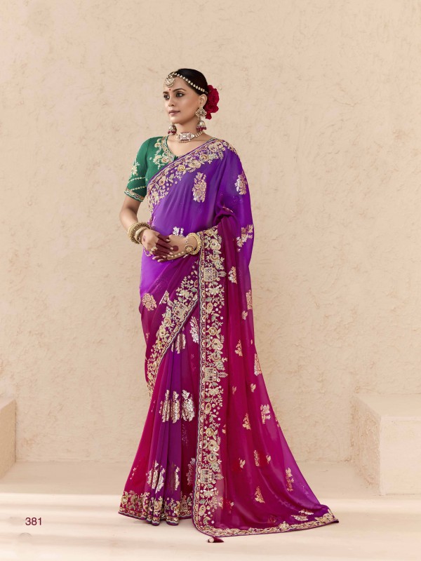 Pure Dola Silk Party wear Saree In Multi Color with Embroidery Work