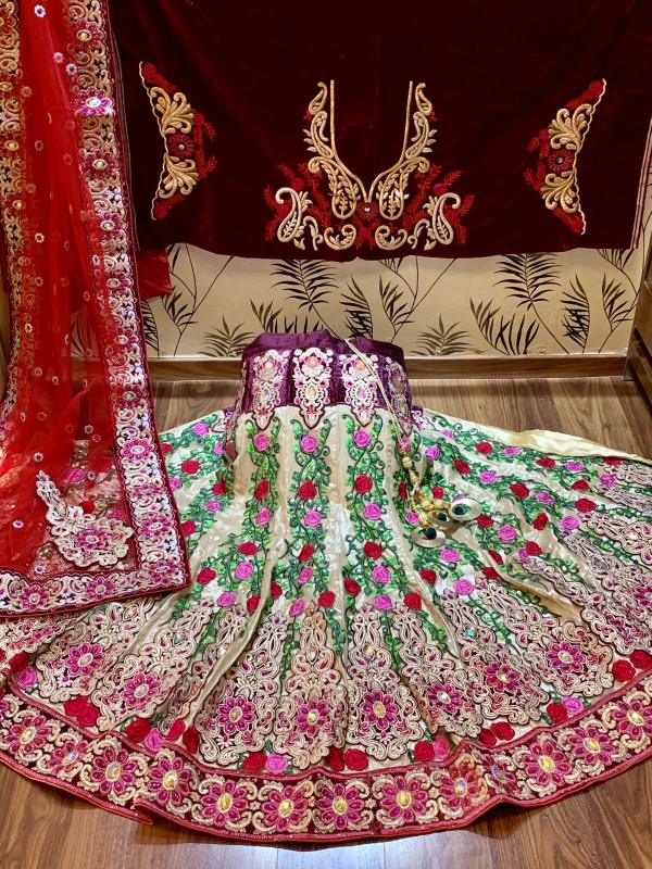Soft Premium Net  Wedding Lehenga In Golden With Embroidery & Stone Work