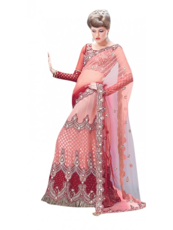 Soft Premium Net Mehendi Sangeet Wear Lehenga In Pink Color With Crystal Stone Work